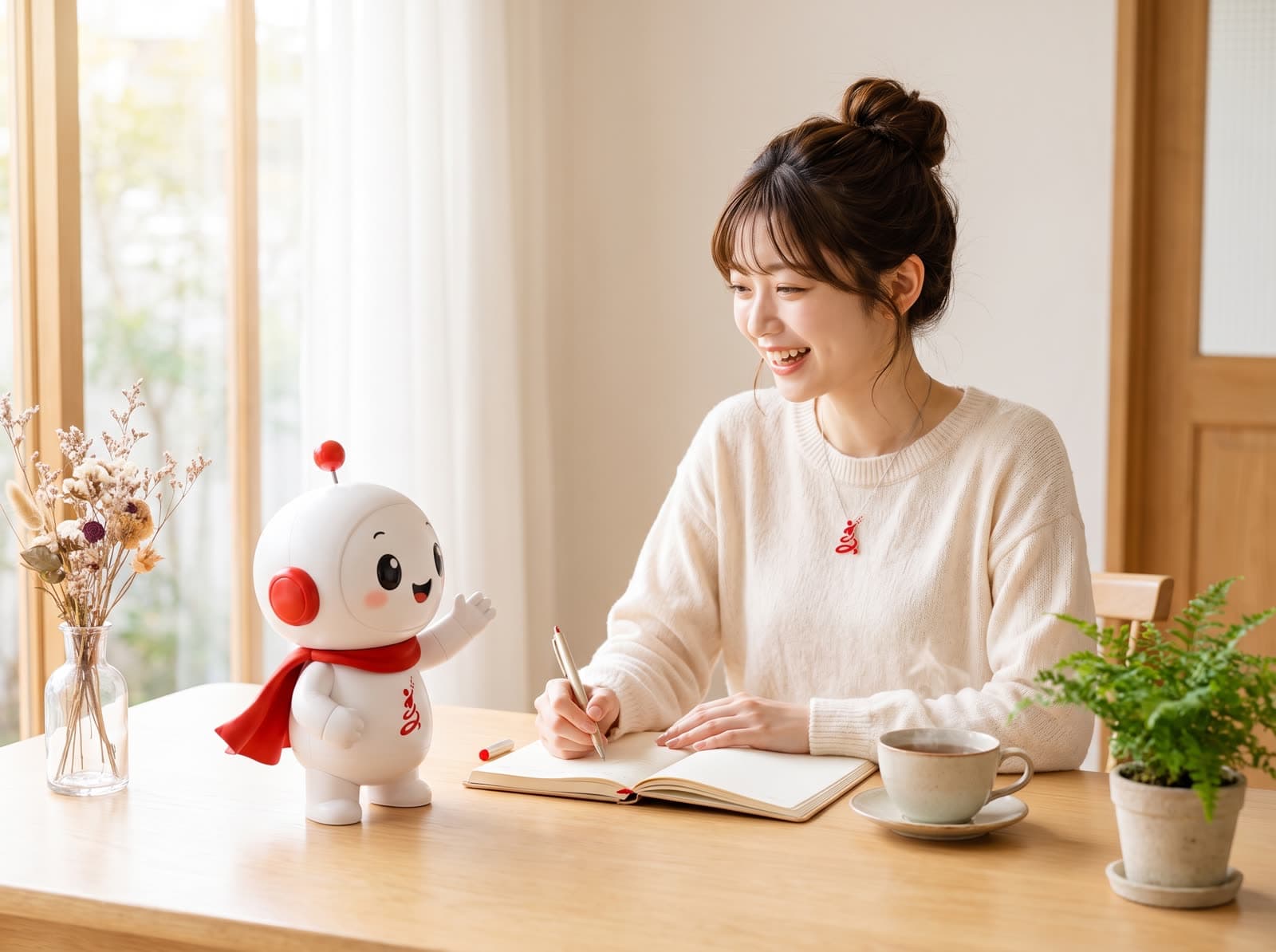 ノートを開いて、Lumi と話しながら言葉にしている様子